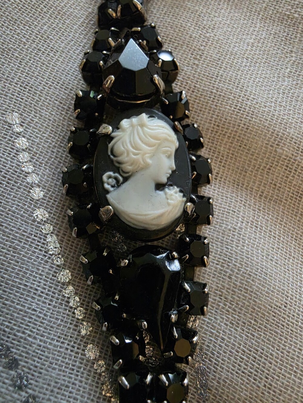 Black & White Cameo Statement Crystal Bracelet